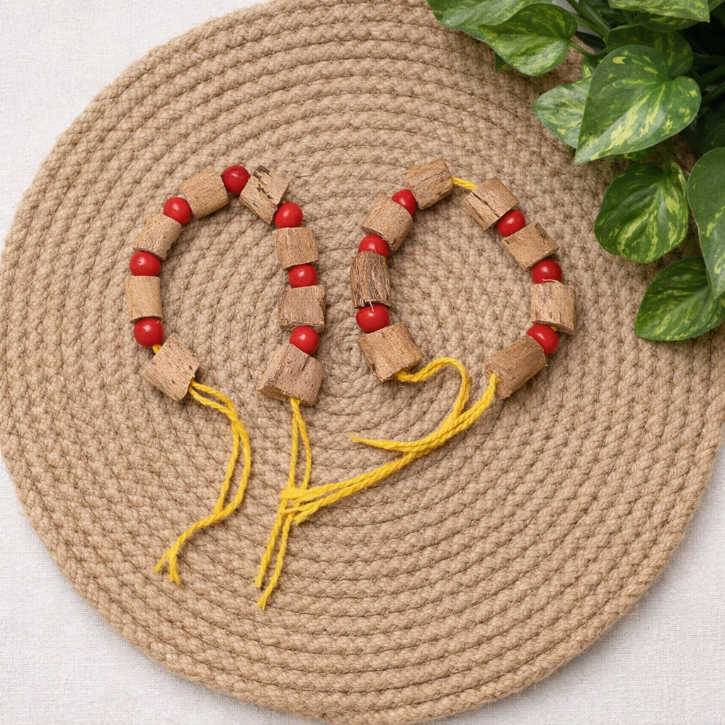 Baby Vasambu Red Beads Bracelet | Traditional Newborn Protection Band code:NBE